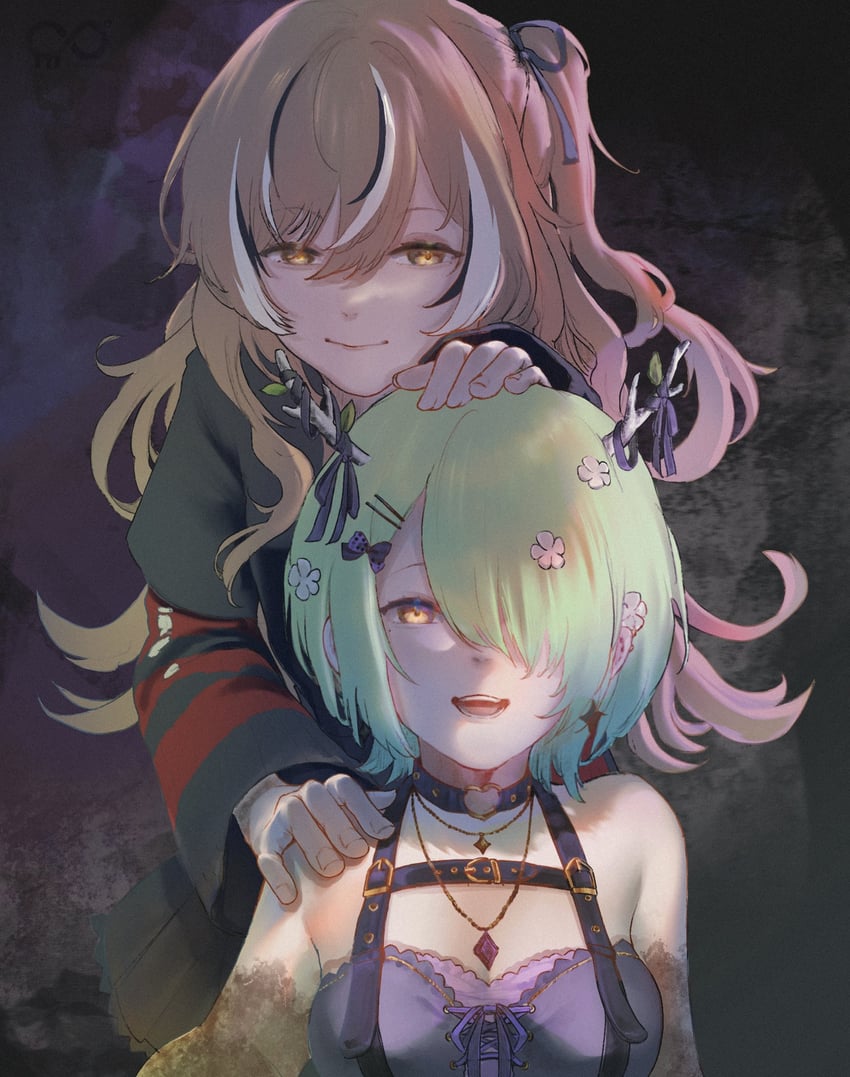nanashi mumei and ceres fauna (hololive and 1 more) drawn by mt3_809