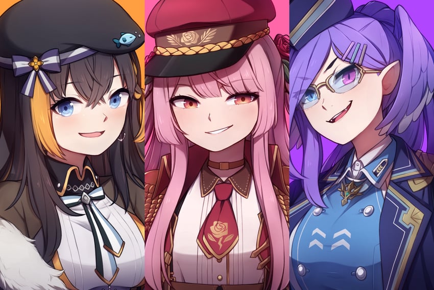 selen tatsuki, petra gurin, and rosemi lovelock (nijisanji and 1 more) drawn by speckticuls
