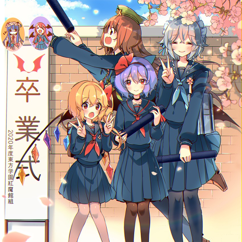 remilia scarlet, flandre scarlet, izayoi sakuya, patchouli knowledge, hong meiling, and 1 more (touhou) drawn by kirero