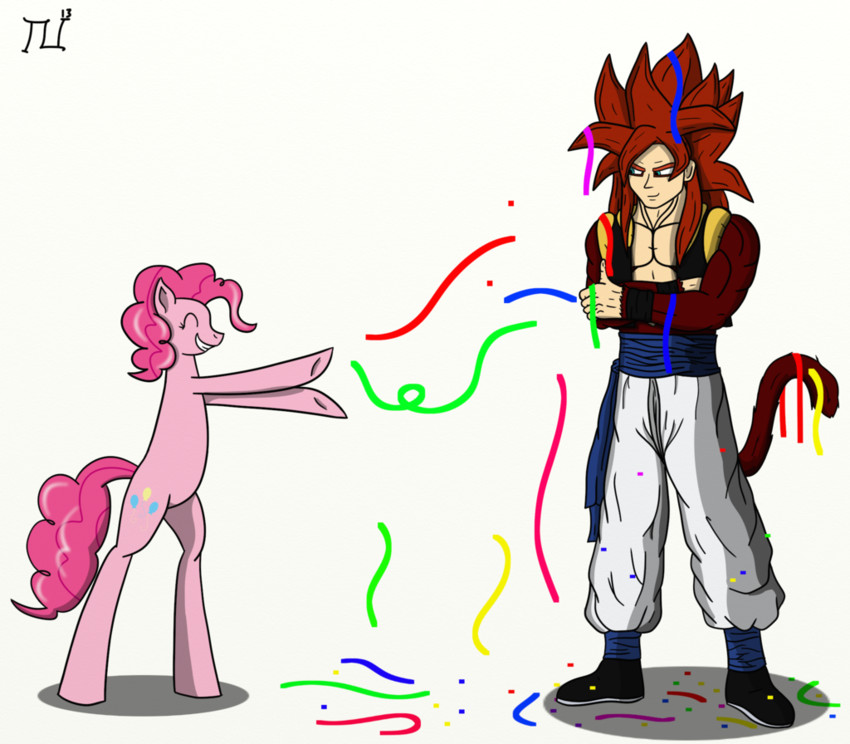 gogeta and pinkie pie (dragon ball and 3 more) drawn by lucandreus