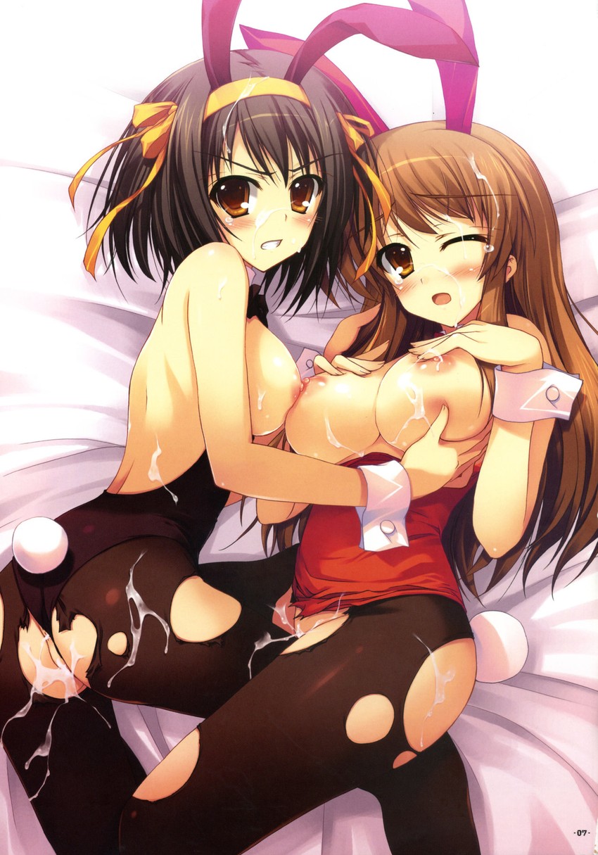 suzumiya haruhi and asahina mikuru (suzumiya haruhi no yuuutsu) drawn by tomose_shunsaku