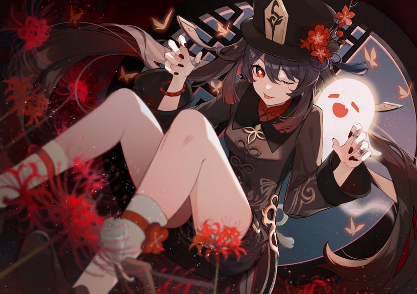 hu tao and boo tao (genshin impact) drawn by harikoe