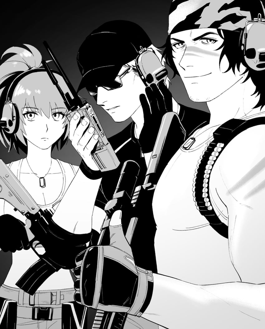 leona heidern, ralf jones, and clark still (the king of fighters and 2 more) drawn by 00a3af_231