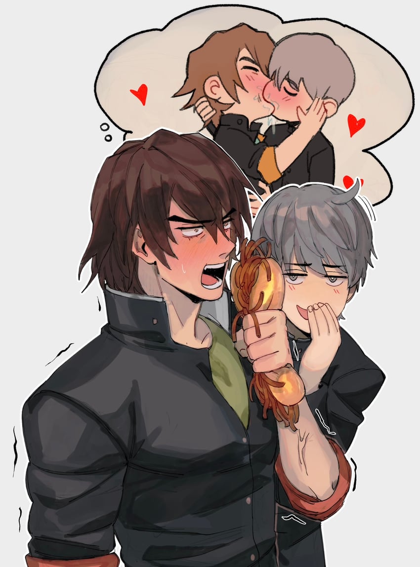 okino tsukasa and hijiyama takatoshi (juusan kihei bouei ken) drawn by tirtyturtle