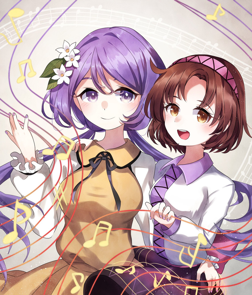 tsukumo benben and tsukumo yatsuhashi (touhou) drawn by ametama_(runarunaruta5656)