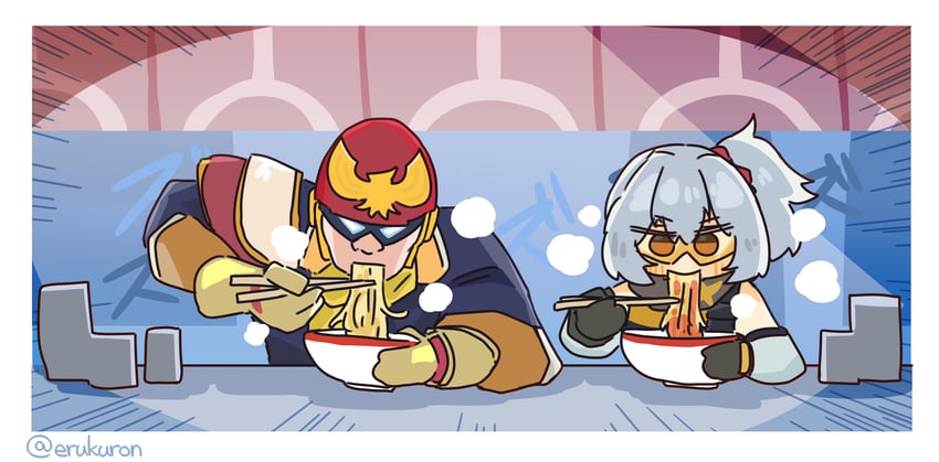 captain falcon and soldier 11 (zenless zone zero and 1 more) drawn by lcron