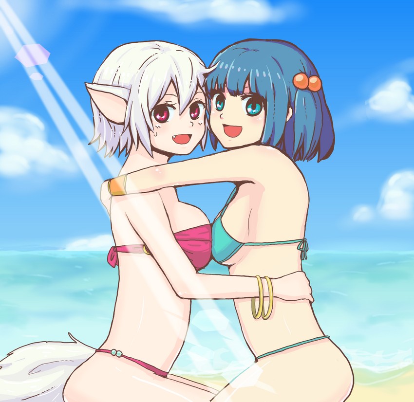 inubashiri momiji and kawashiro nitori (touhou) drawn by namiroku