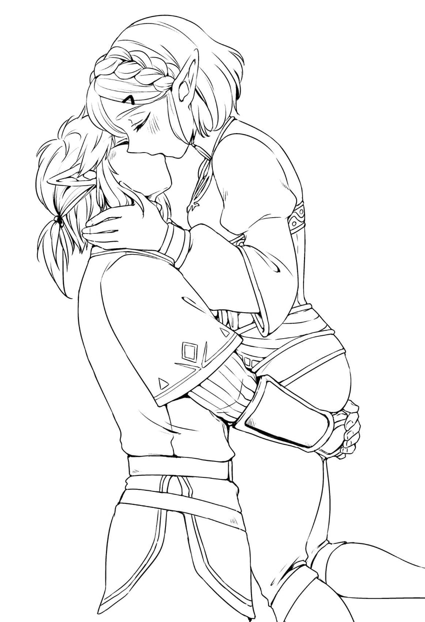 link and princess zelda (the legend of zelda and 1 more) drawn by yukki_20