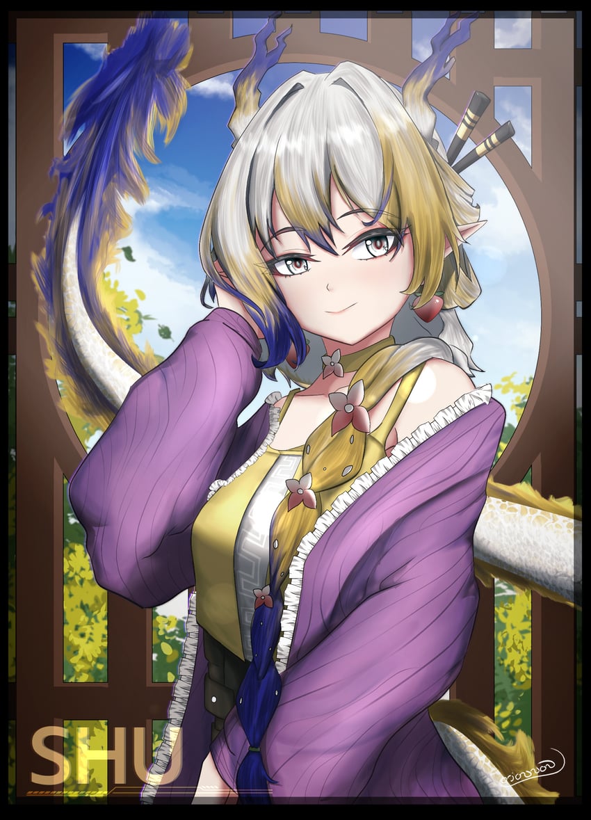 shu (arknights) drawn by orion_non