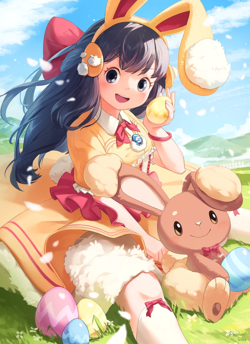 dawn and buneary (pokemon and 1 more) drawn by hoishere7