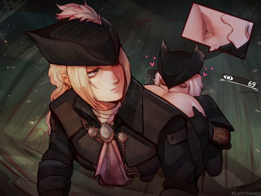 hunter and lady maria of the astral clocktower (bloodborne) drawn by fluffydango