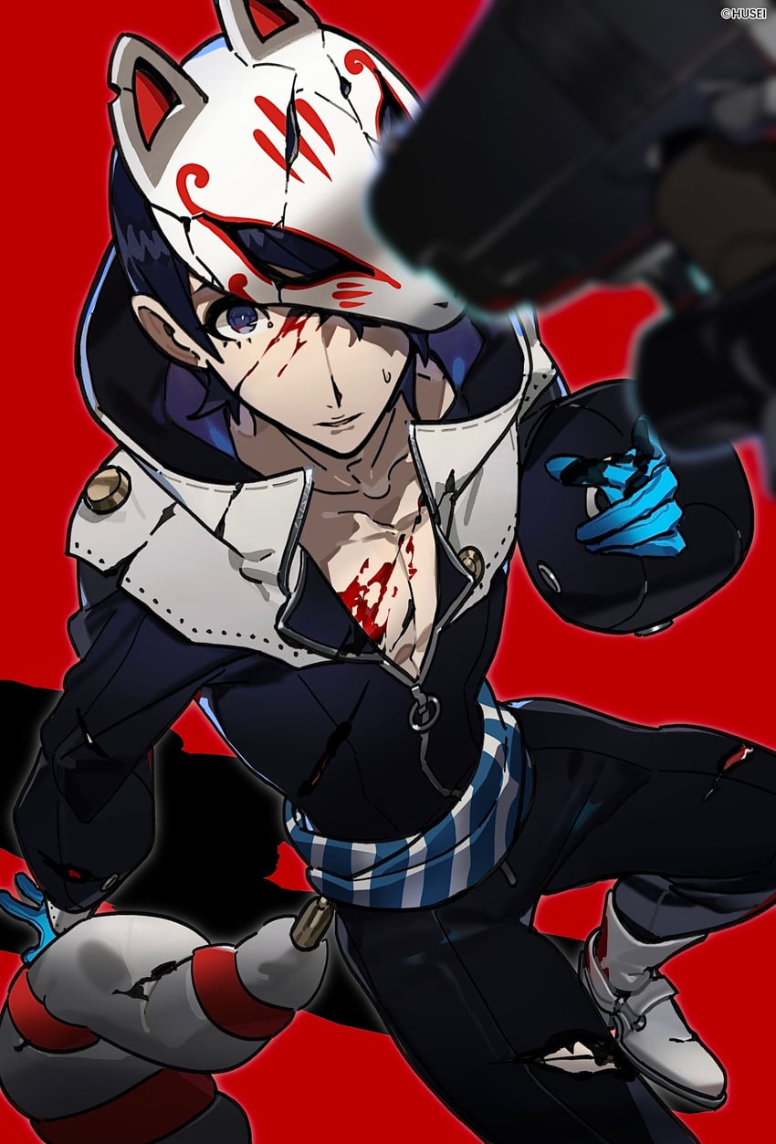 kitagawa yuusuke and fox (persona and 1 more) drawn by buzhengzhengzai