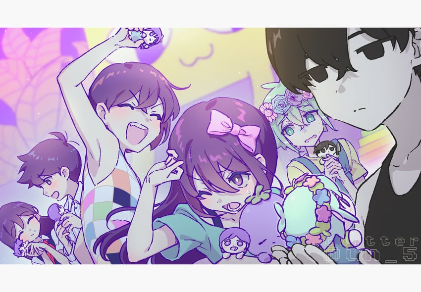 omori, basil, aubrey, mari, kel, and 3 more (omori) drawn by tendoshi