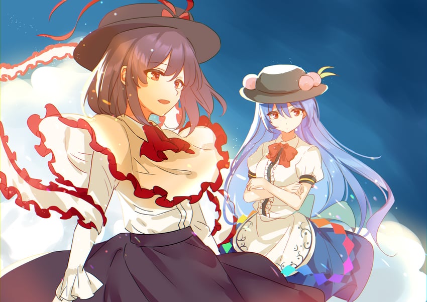 hinanawi tenshi and nagae iku (touhou) drawn by kanta_(pixiv9296614)