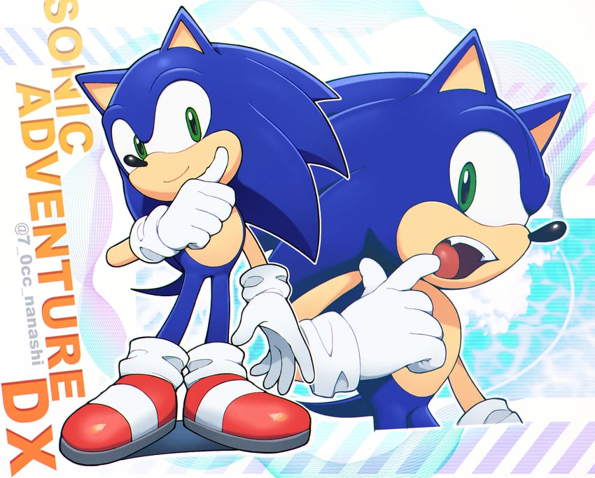 sonic the hedgehog (sonic and 1 more) drawn by show_chiku-by