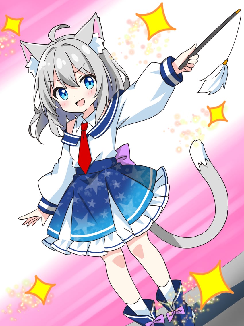 grey-haired cat girl (original) drawn by kotatsu-mazoku