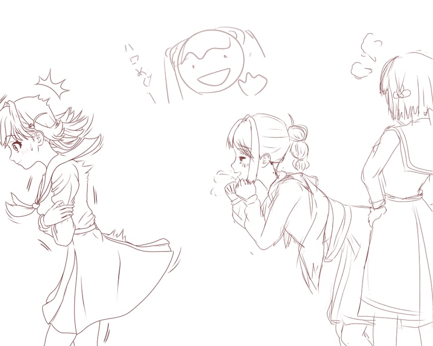 hinoshita kaho, fujishima megumi, momose ginko, and anyoji hime (love live! and 1 more) drawn by saboten_(sabo10_c)