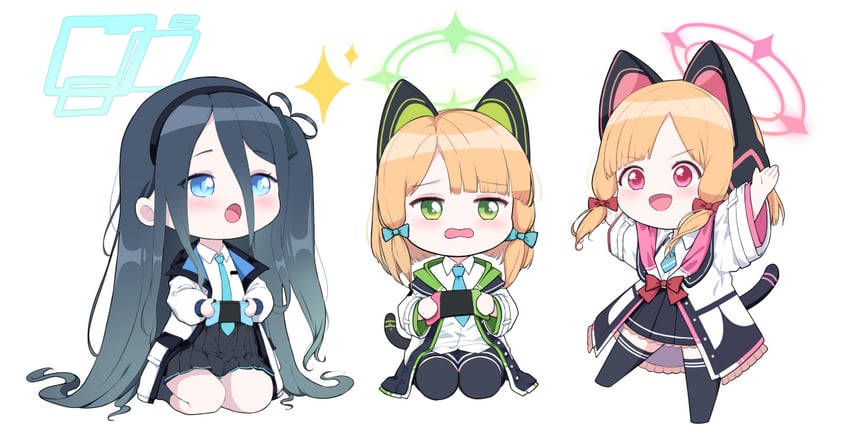 aris, momoi, and midori (blue archive) drawn by ine_(ineinnen)