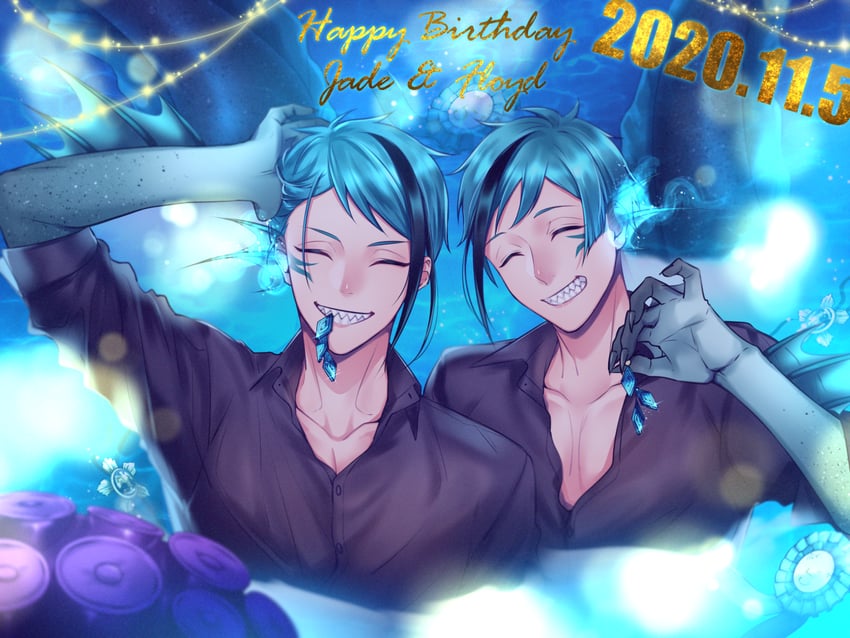 floyd leech and jade leech (twisted wonderland) drawn by michihito