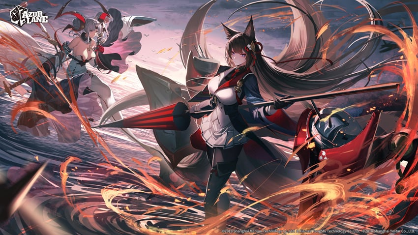 amagi and watarase (azur lane) drawn by namahamu913