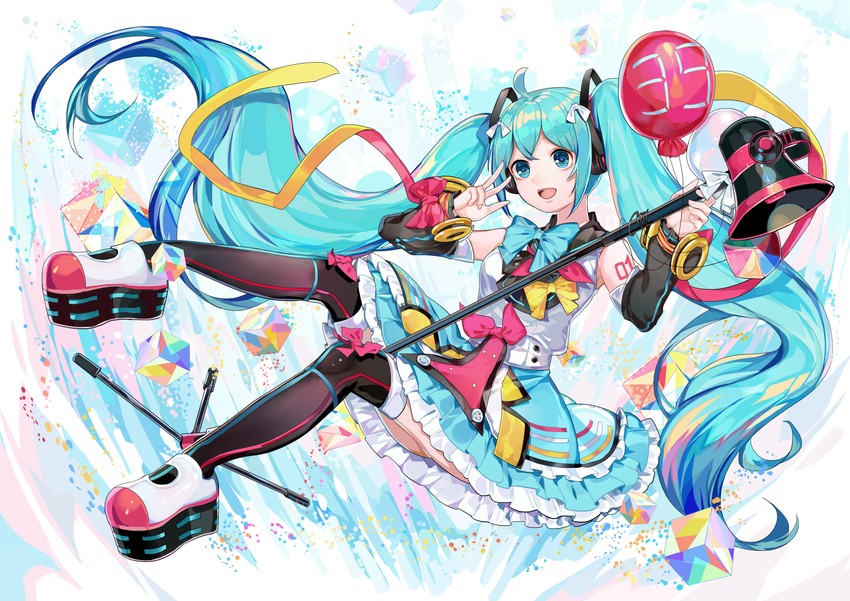 hatsune miku and magical mirai miku (vocaloid and 1 more) drawn by wusebuhui