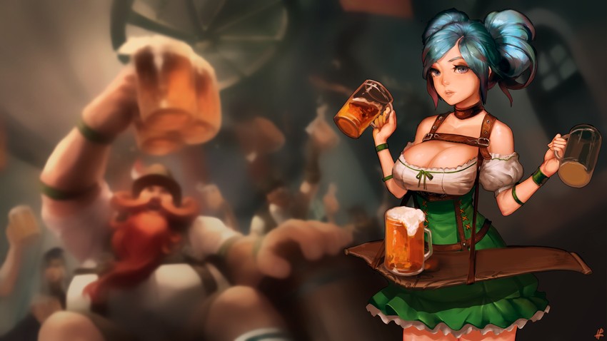 sona and gragas (league of legends) drawn by instant_ip