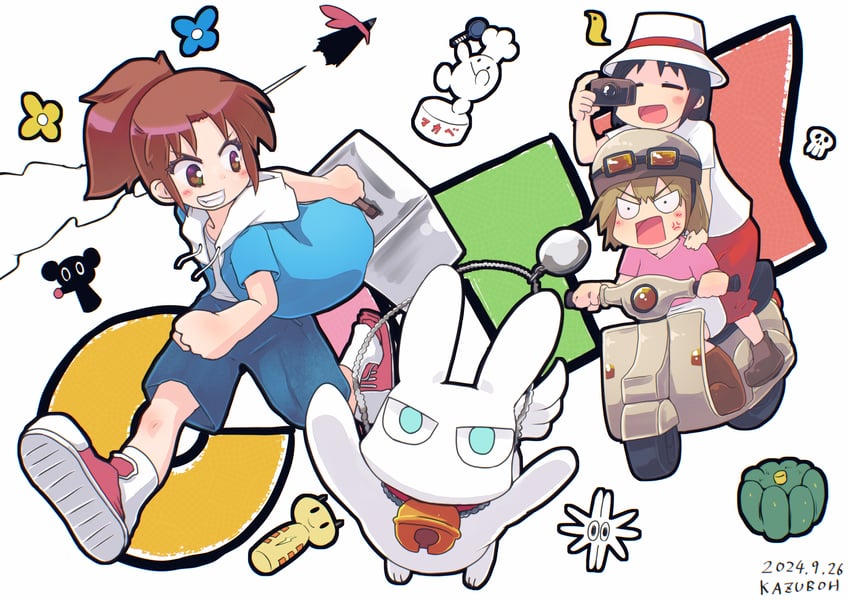 nagumo midori, ayumu niikura, and izumi wako (city) drawn by kazuboh