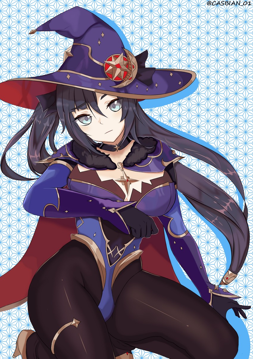 mona (genshin impact) drawn by casbian_01