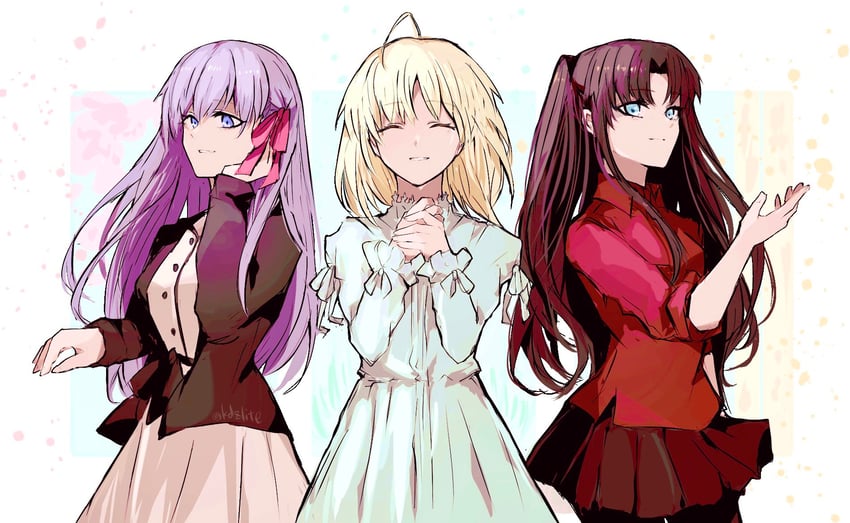 artoria pendragon, saber, tohsaka rin, and matou sakura (fate and 3 more) drawn by sodamachi