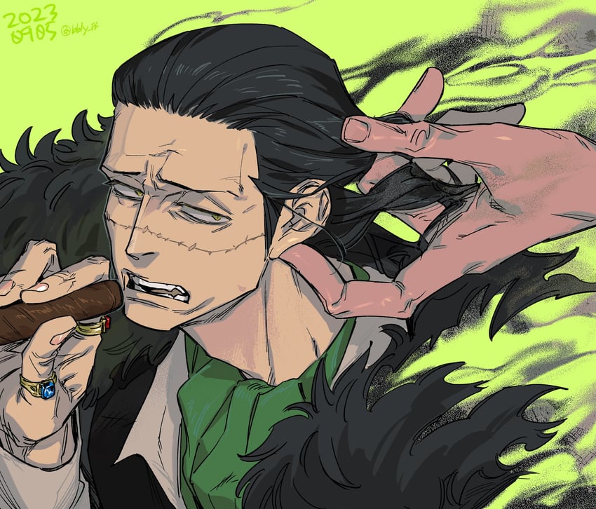 donquixote doflamingo and crocodile (one piece) drawn by bbly_ff