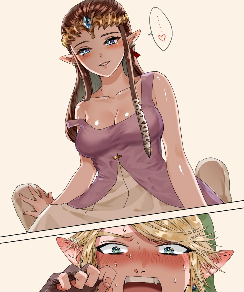 link and princess zelda (the legend of zelda and 1 more) drawn by wasabi_(legemd)