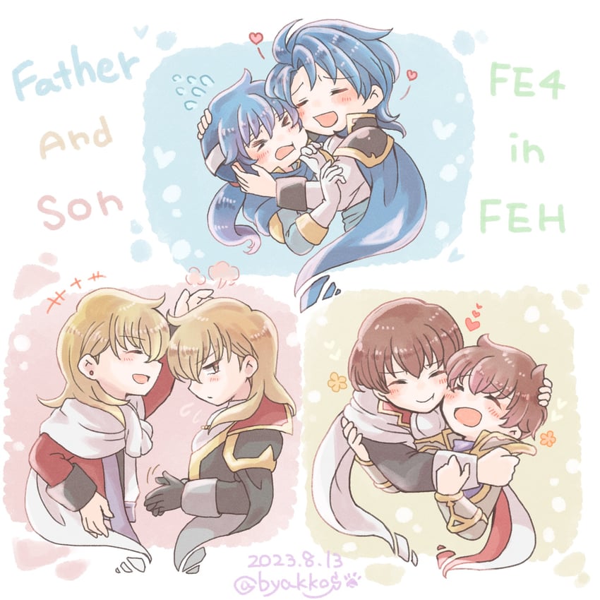 seliph, sigurd, leif, ares, eldigan, and 1 more (fire emblem and 2 more) drawn by byakkos