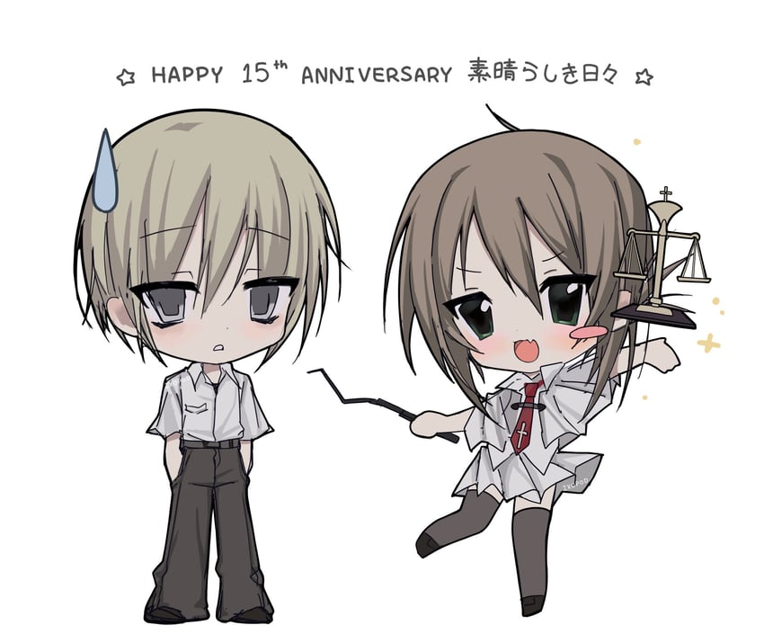 tachibana kimika and mamiya takuji (subarashiki hibi) drawn by ixopod
