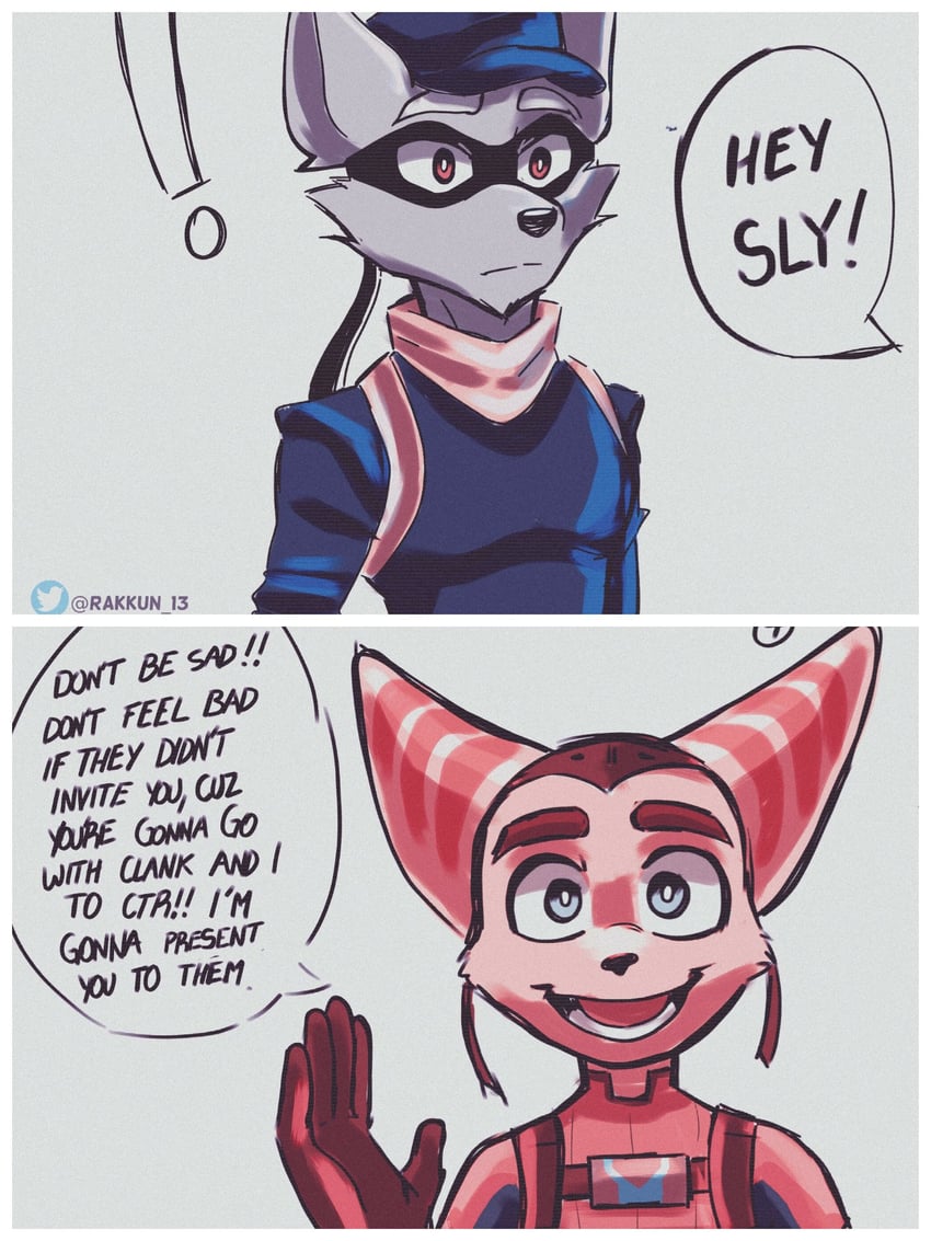 sly cooper and ratchet (sly cooper and 1 more) drawn by rakkun_13