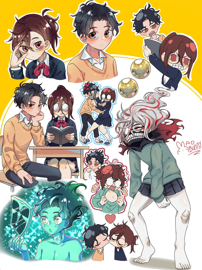 ayase momo and takakura ken (dandadan) drawn by mao_bunny