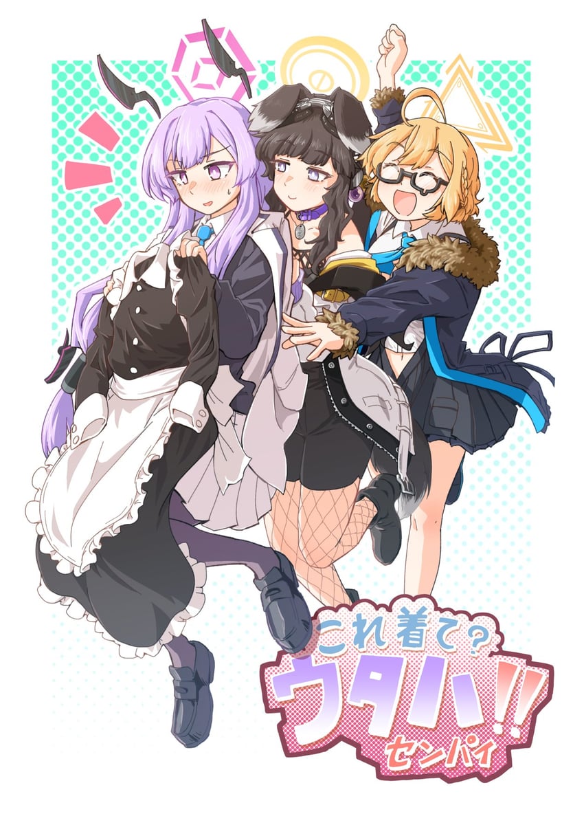 hibiki, kotori, and utaha (blue archive) drawn by hariyaa
