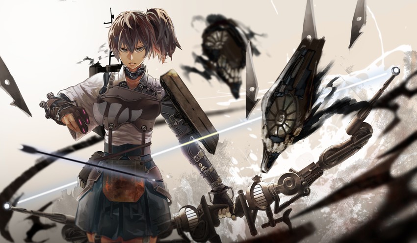 kaga and ha-class destroyer (kantai collection) drawn by kirii