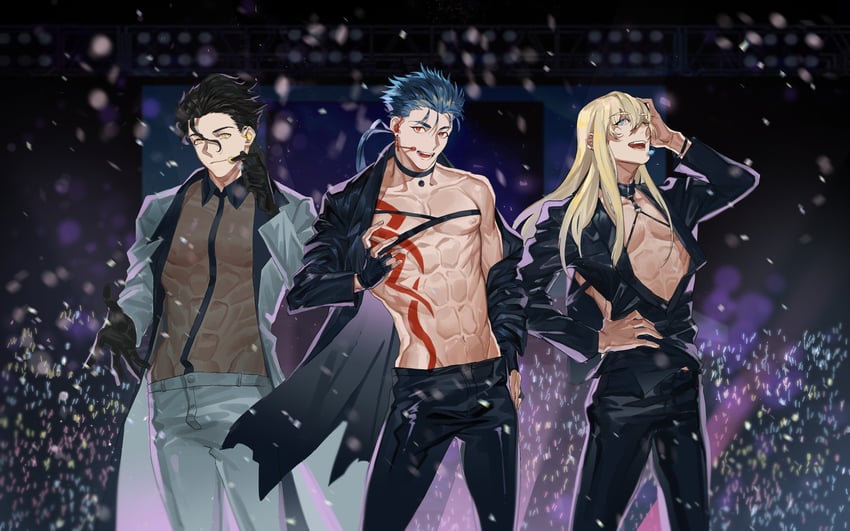 cu chulainn, diarmuid ua duibhne, and fionn mac cumhaill (fate and 1 more) drawn by bk_(aaide114)