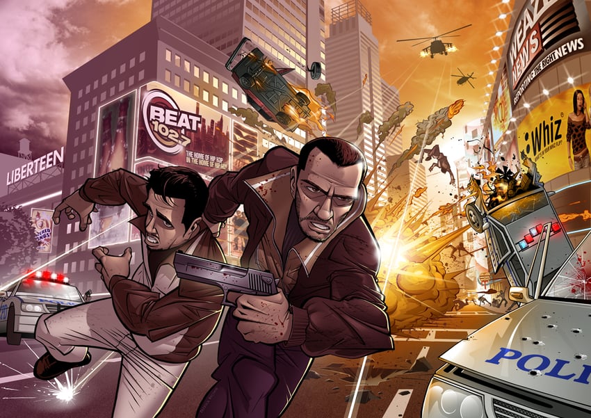 niko bellic and roman bellic (grand theft auto and 1 more) drawn by patrick_brown