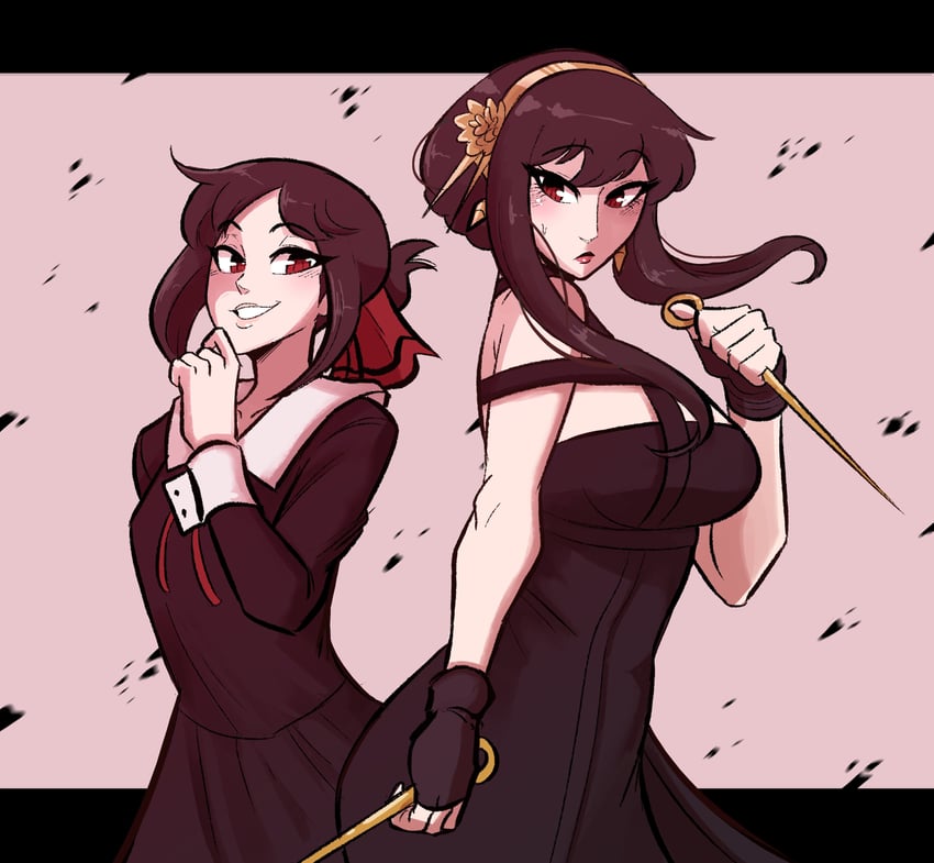 yor briar and shinomiya kaguya (spy x family and 1 more) drawn by scruffyturtles