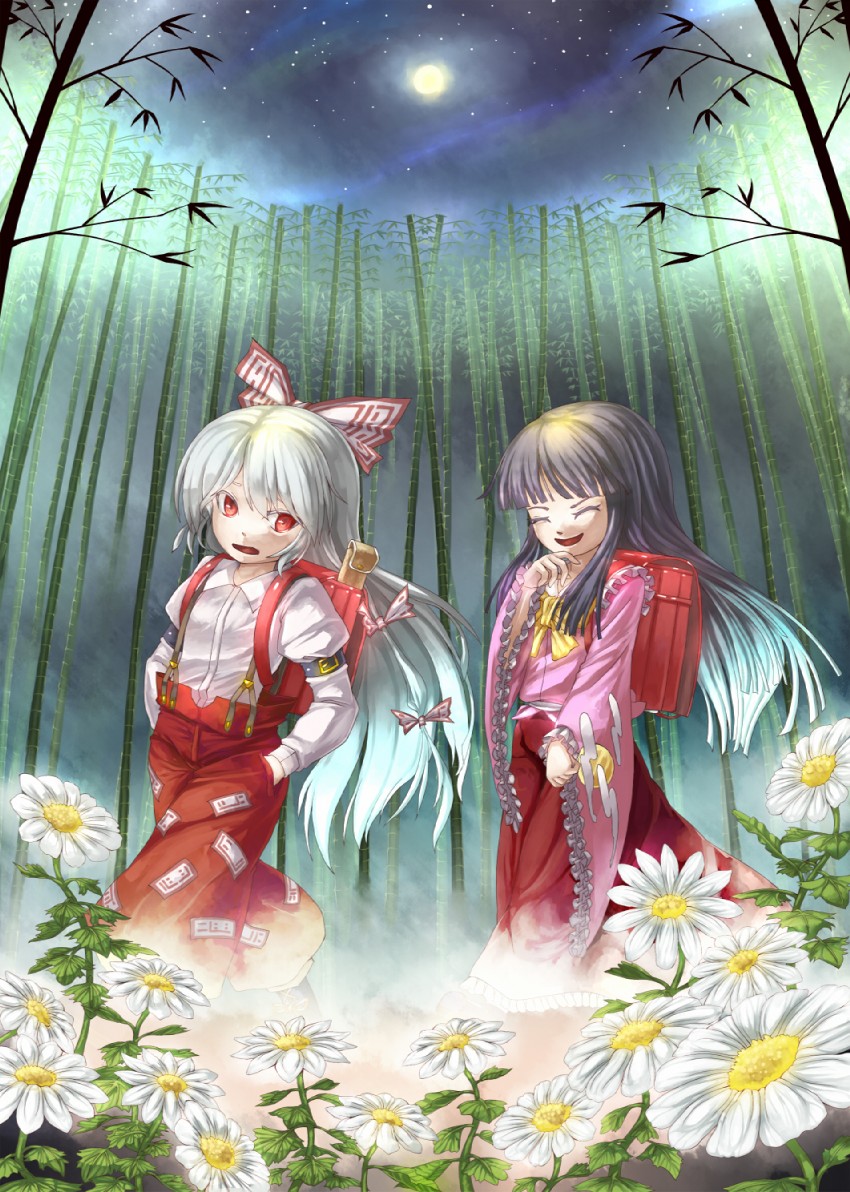 fujiwara no mokou and houraisan kaguya (touhou) drawn by sakimori_dan