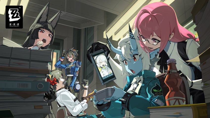 hoshimi miyabi, tsukishiro yanagi, zhu yuan, anby demara, soukaku, and 1 more (zenless zone zero)