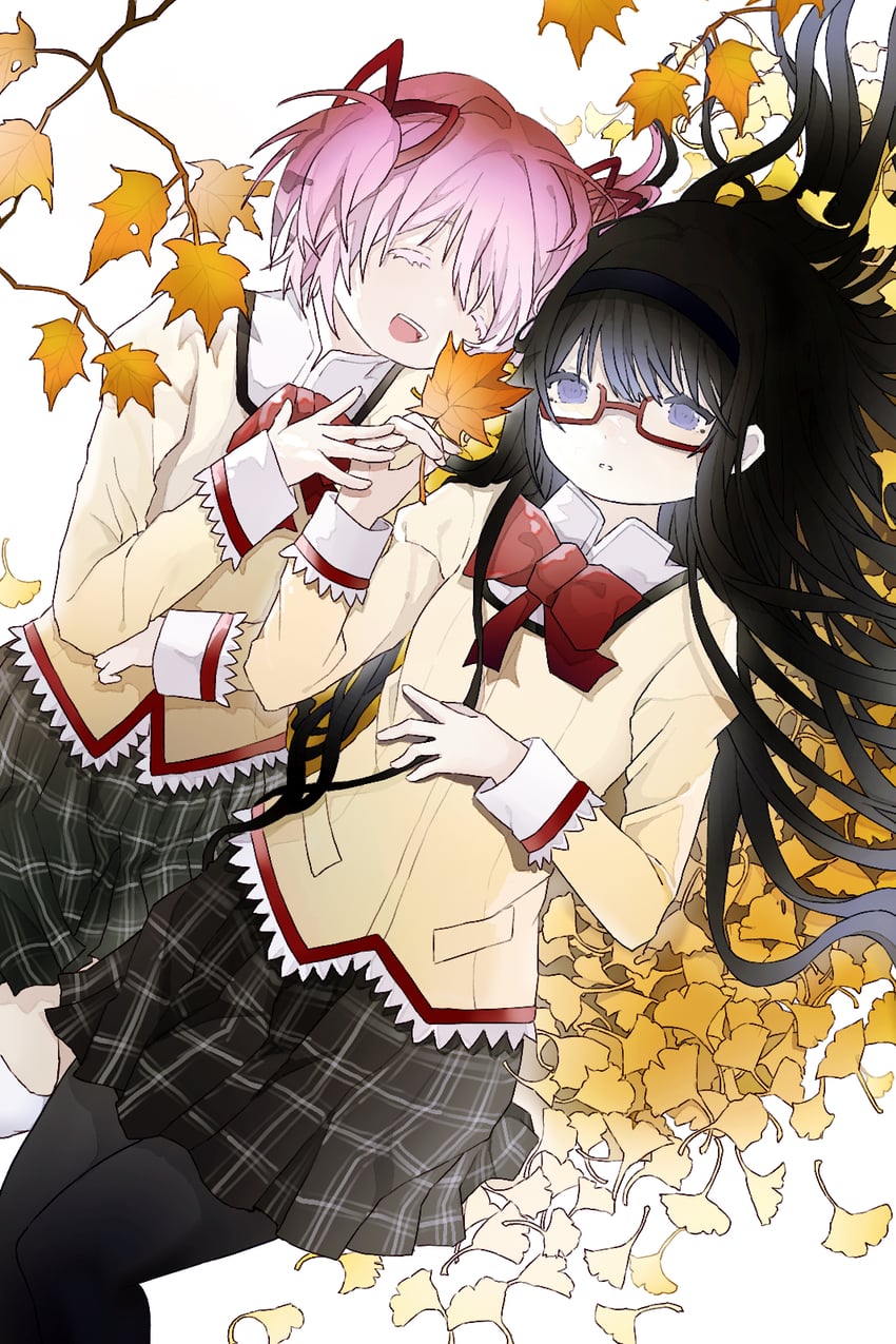 akemi homura and kaname madoka (mahou shoujo madoka magica) drawn by winbow