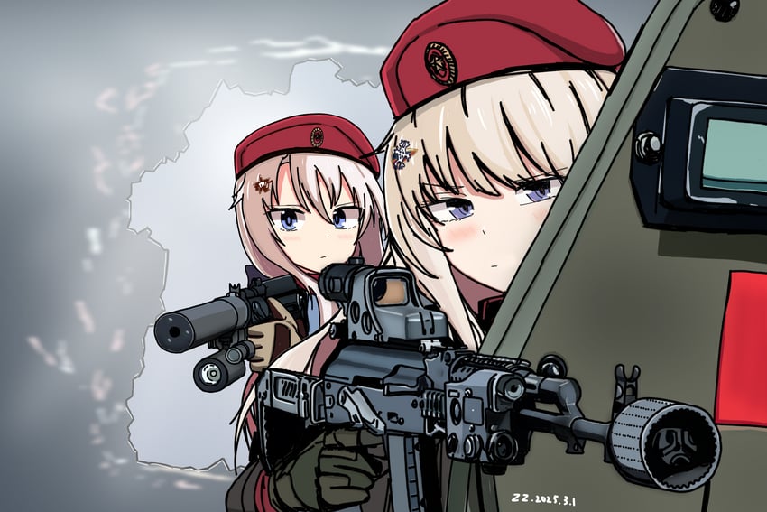 9a-91 and ak74m (girls' frontline) drawn by user_sgex8545