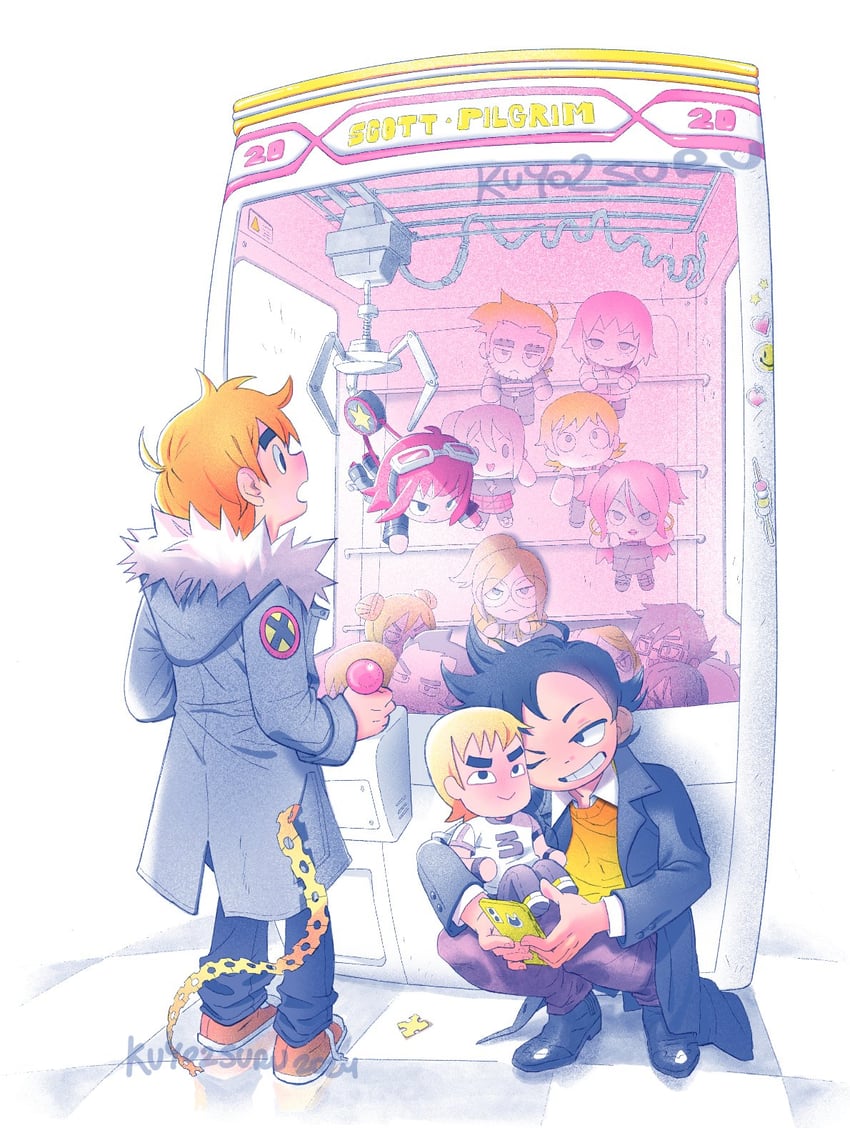 lucas lee, scott pilgrim, wallace wells, ramona flowers, kim pine, and 11 more (scott pilgrim and 1 more) drawn by kep_(kuyo2suru)