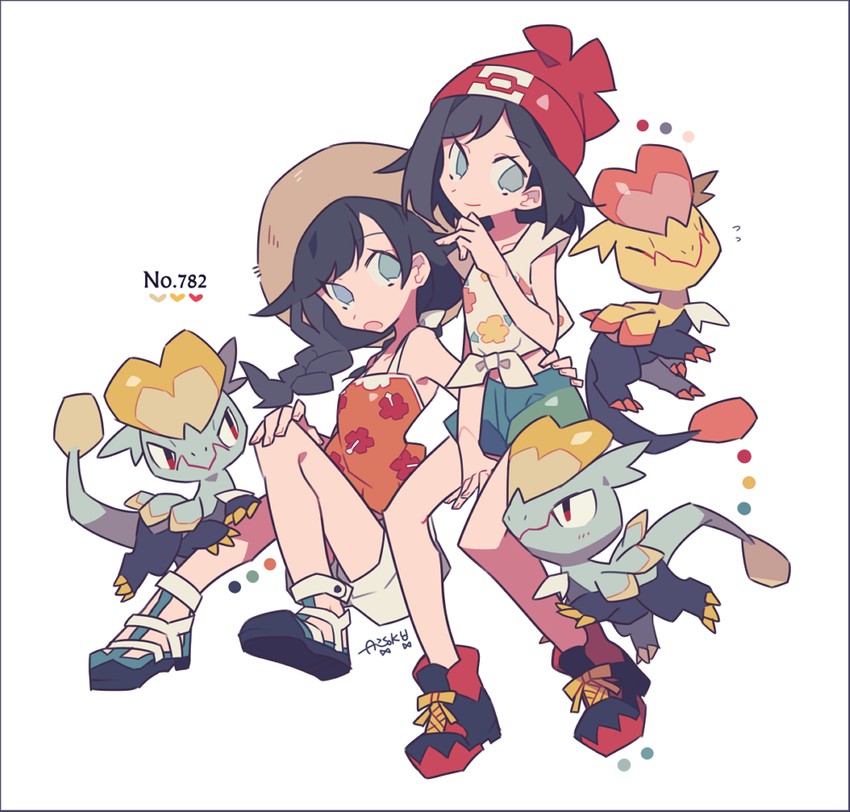 selene and jangmo-o (pokemon and 2 more) drawn by auko