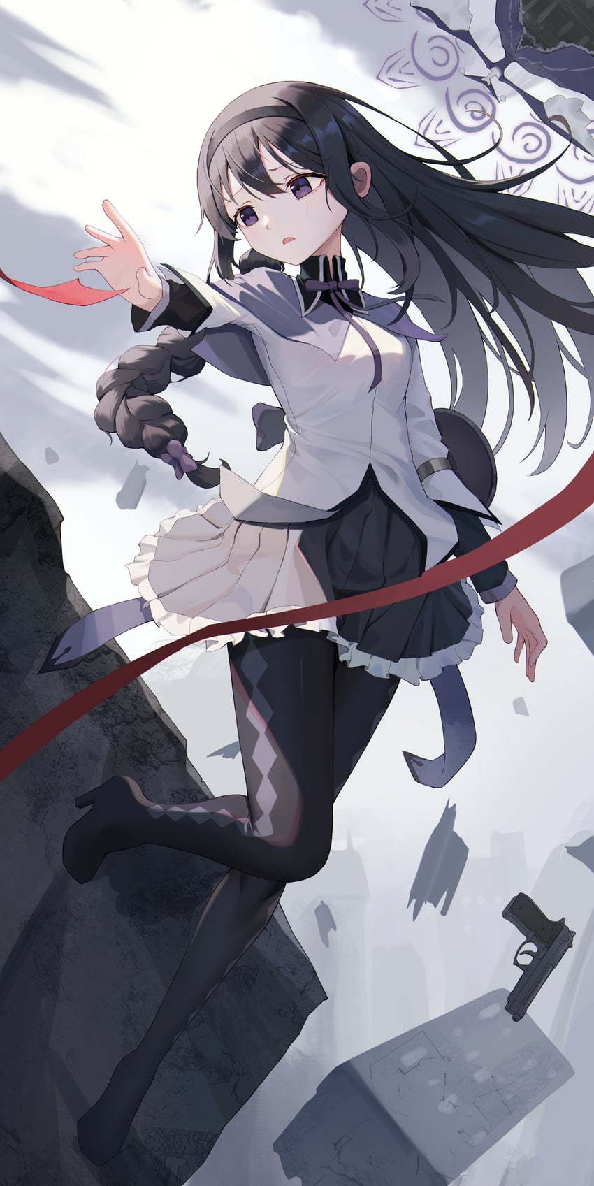 akemi homura and walpurgisnacht (mahou shoujo madoka magica) drawn by moonfire