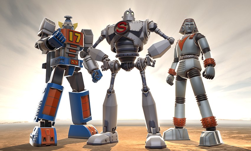 giant robo, iron giant, and one-seven (giant robo and 2 more) drawn by akatsuni