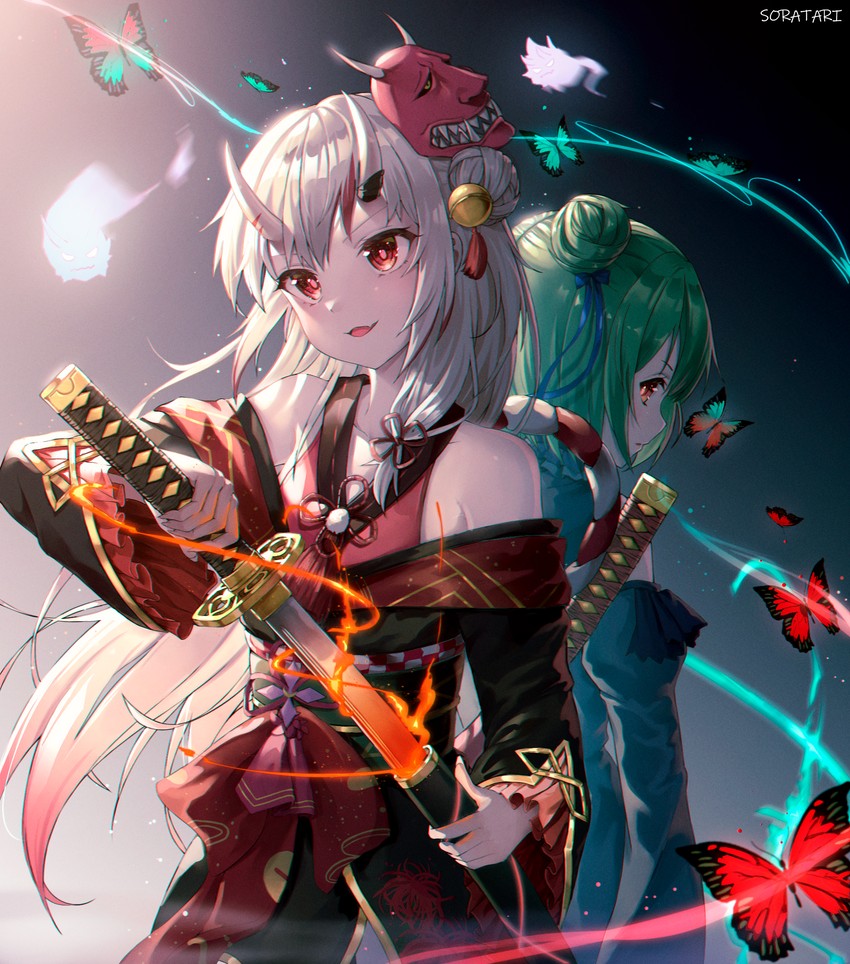 uruha rushia and nakiri ayame (hololive) drawn by sora_(ecj5678)