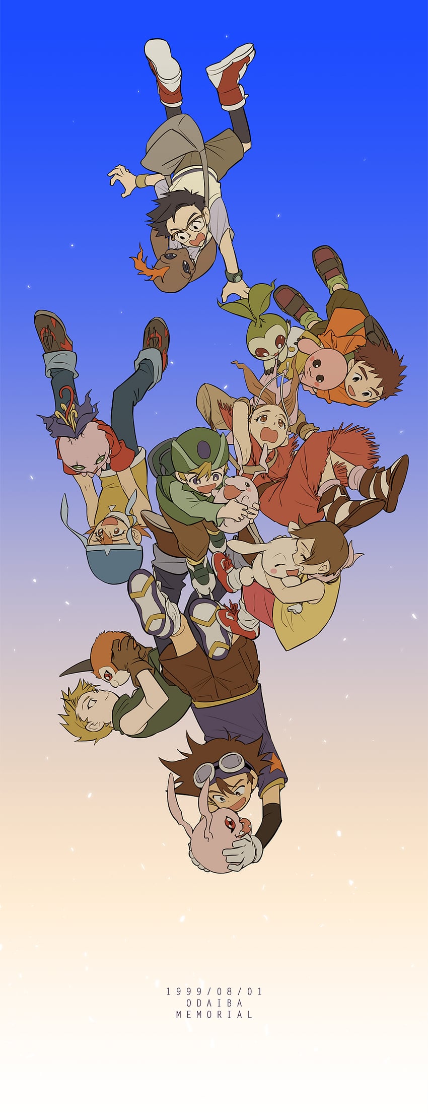 yagami hikari, yagami taichi, tachikawa mimi, takenouchi sora, takaishi takeru, and 11 more (digimon and 1 more) drawn by noin_j